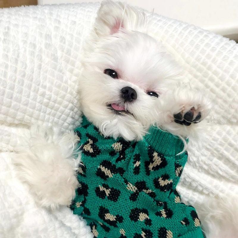 Leopard Chic Knitted Sweater For Small Dogs - Stylish Pet Apparel