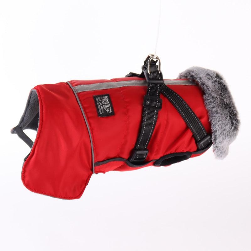 Pet Adventure All-Weather Reflective Jacket With Removable Fur Collar