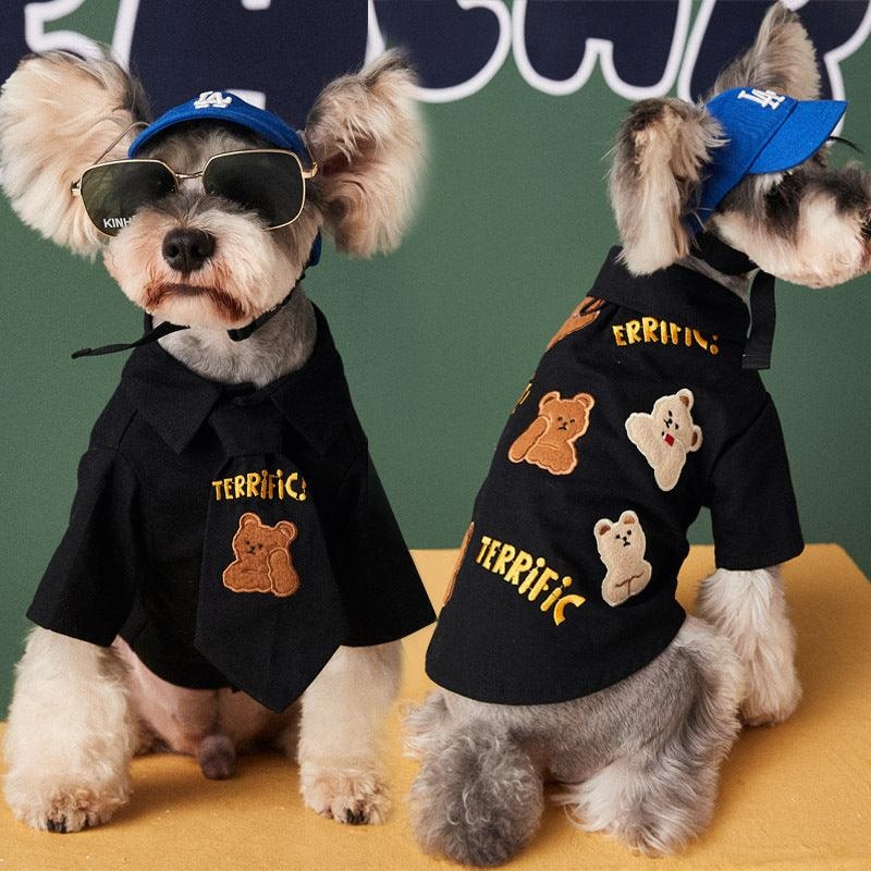 Trendy And Handsome Cotton Shirt With Tie For Small And Medium-Sized Dog Pets