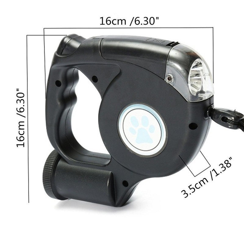 3-In-1 Illuminated Dog Leash With Retractable Garbage Bag