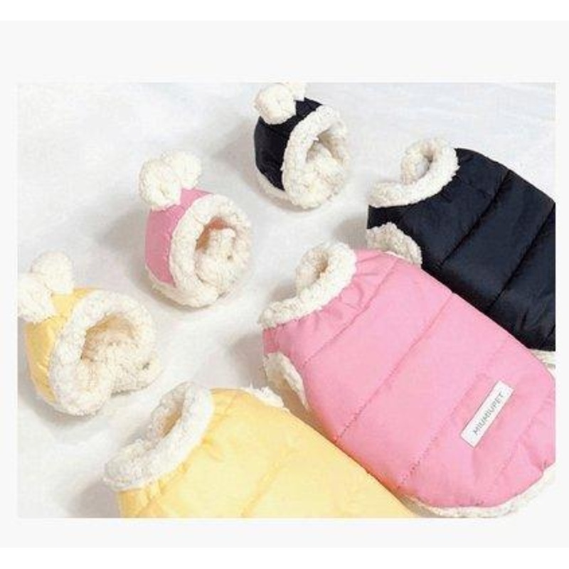 Cozypaws Cotton-Padded Pet Clothes: Warmth And Style In Yellow, Black, And Pink