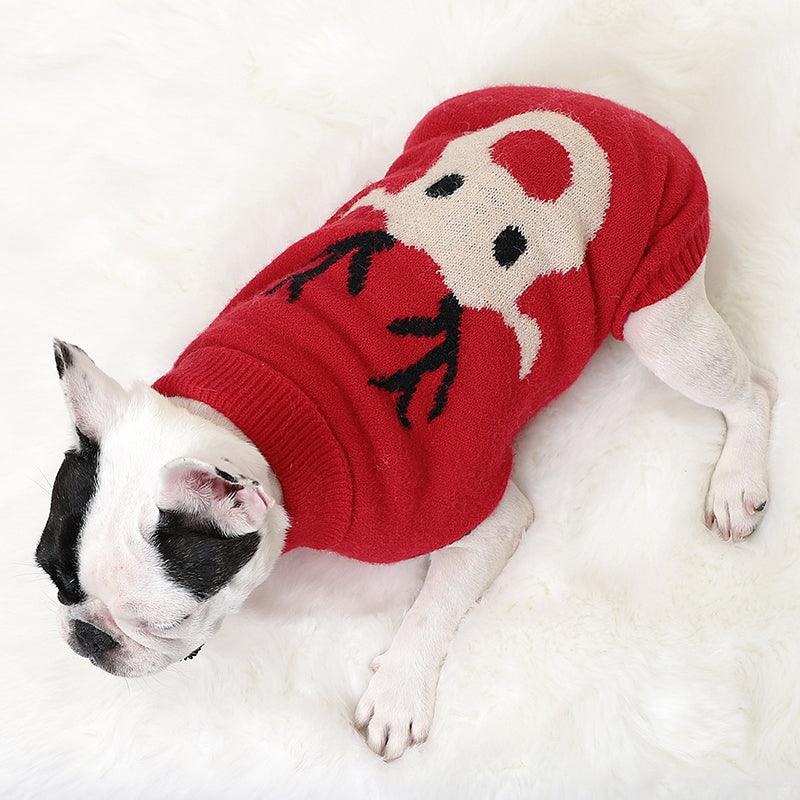 Festive Fairytale Pet Sweater: Elk Printed Knitwear For Dogs And Cats