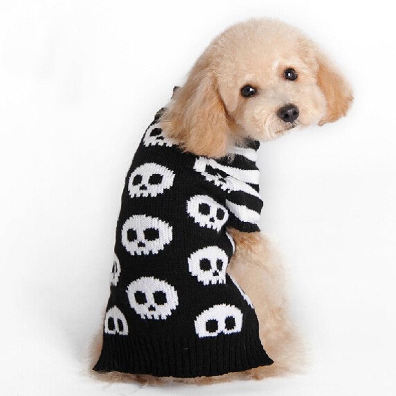 Skull Dog Halloween Sweater - Spooky Pet Fashion For All Seasons