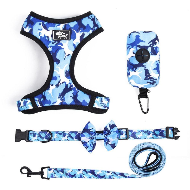 Camouflage Dog Chest Harness Set With Printed Polyester Strap