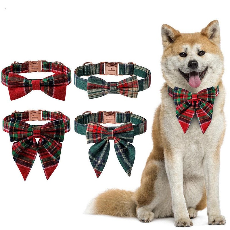 Festive Holiday Dog Collar With Rose Gold Buckle