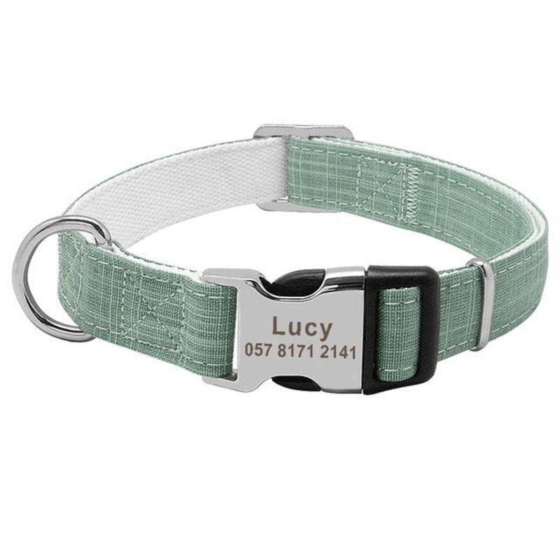 Personalized Engraved Dog Tag Collar - Customizable Nylon Collar For Medium To Large Dogs