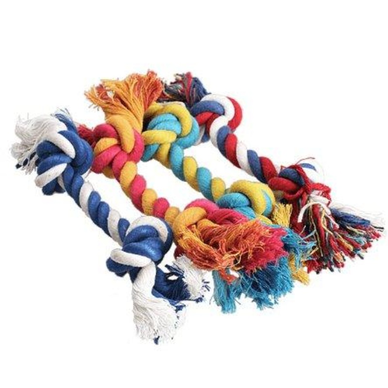 Colorful Double Knot Cotton Rope Dog Toy