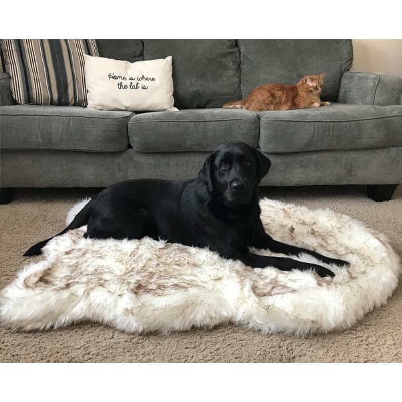 Cozycanine Plush Dog Bed - Luxurious Beige Mat For Restful Pet Sleep