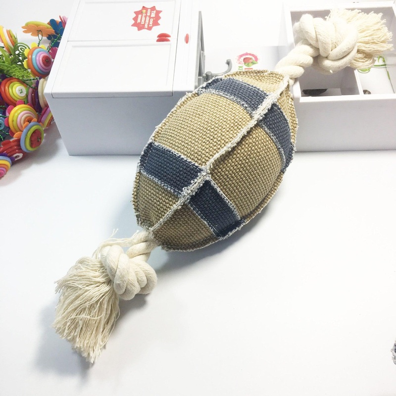 Durable Linen Cotton Rope Dog Toy For Rugby Training - Bite Resistant And Engaging