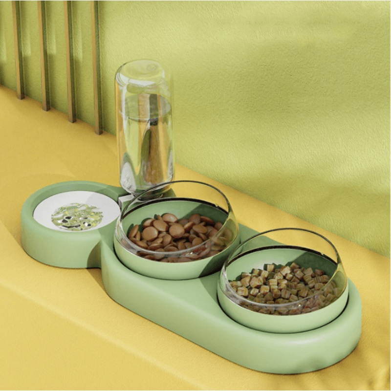 The Ultimate Pet Oasis - Elevated Double Bowl Stand With Automatic Feeder And Water Fountain