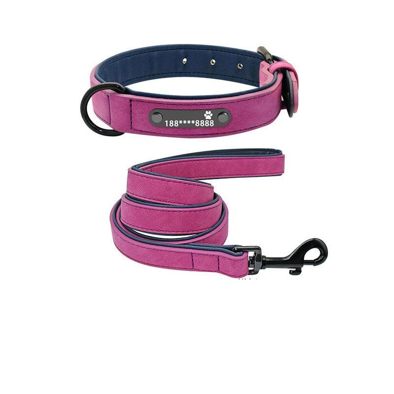 Personalized Leather Dog Collar With Anti-Lost Lettering For Dogs Of All Sizes