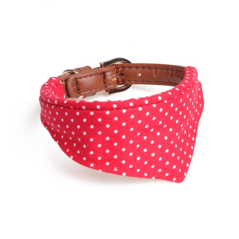 Polka Dot Pet Fashion Set: Triangle Scarf Collar, Bowknot Collar, And Leash