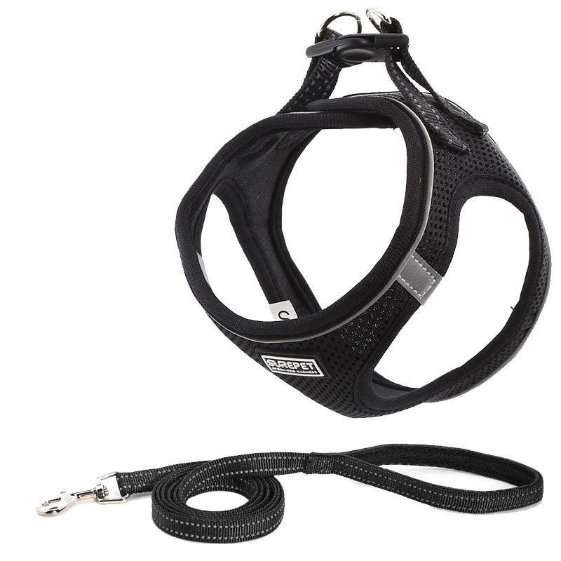 Reflective Mesh Dog Leash And Harness Set - Lightweight And Comfortable Traction Suit For Dogs