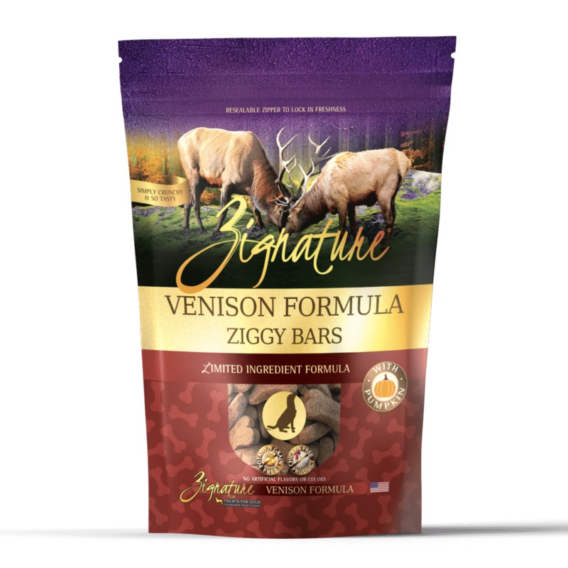 Zignature Ziggy Bars Treat, Venison Formula, 12 oz