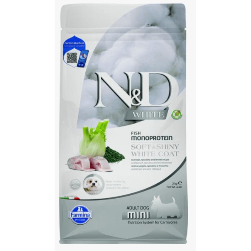 Farmina N&D Dog Food for White Dogs, Adult (Mini Bites)