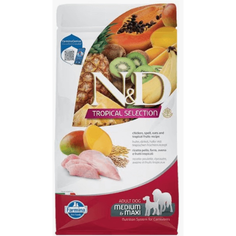 Farmina N&D Tropical Selection Adult Dog Food, Chicken (Med/Maxi Bites)