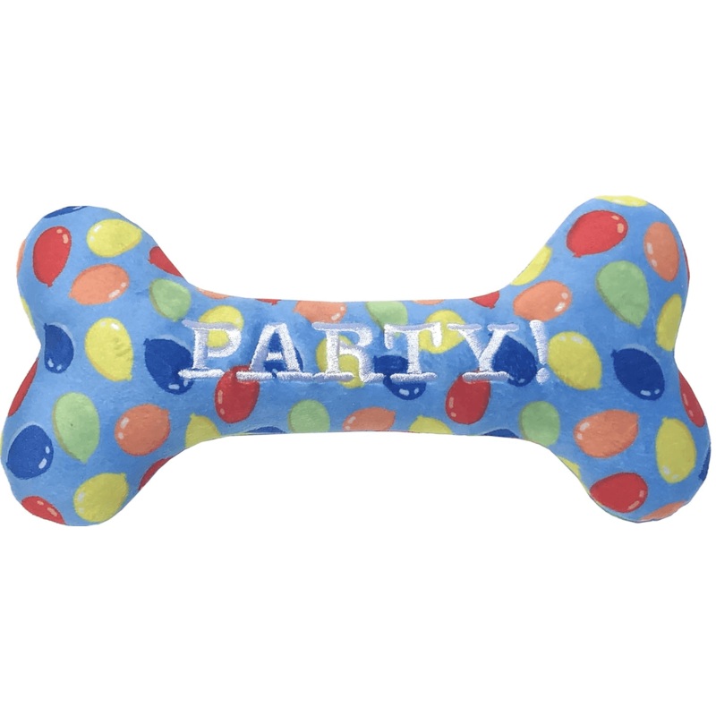 Huxley & Kent Party Time Dog Toy Bone-Blue