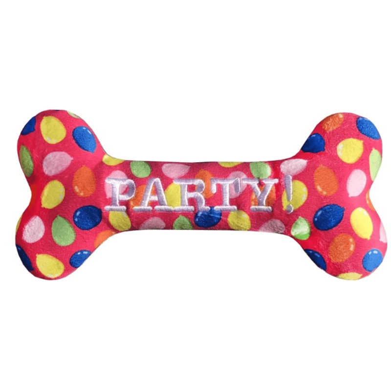 Huxley & Kent Party Time Dog Toy Bone-Pink