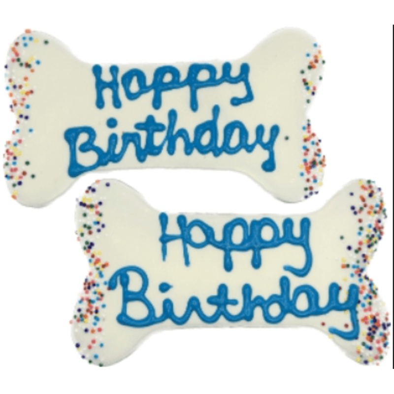 Preppy Puppy Blue Birthday Bone 5.5"