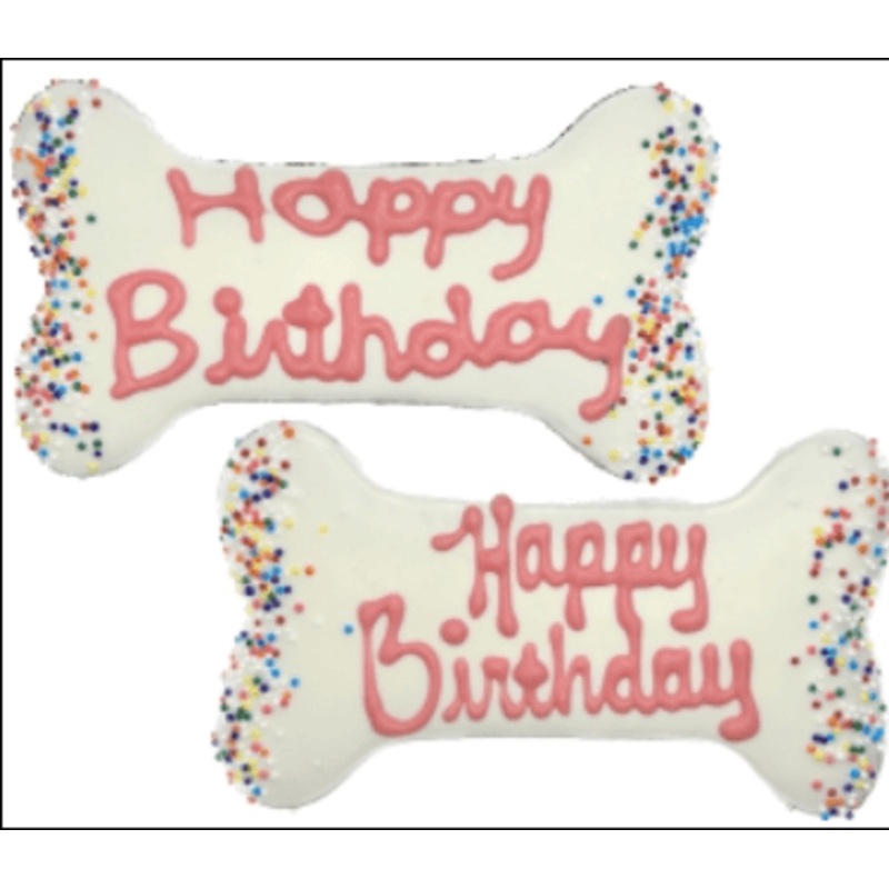Preppy Puppy Pink Birthday Bone 5.5"