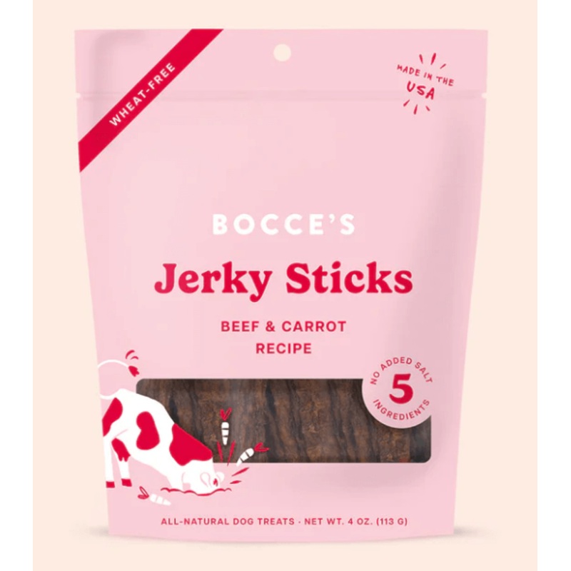 Bocce's Bakery Jerky Sticks, Beef & Carrot