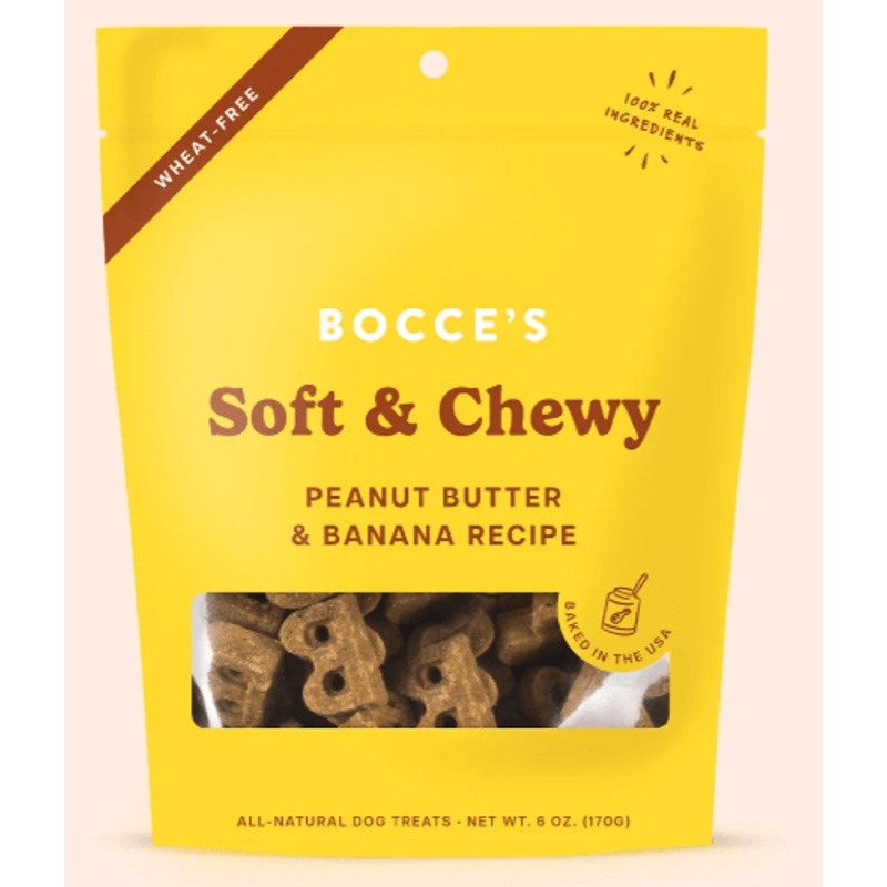 Bocce's Bakery Peanut Butter and Banana Soft & Chewy Dog Treats, 6 oz