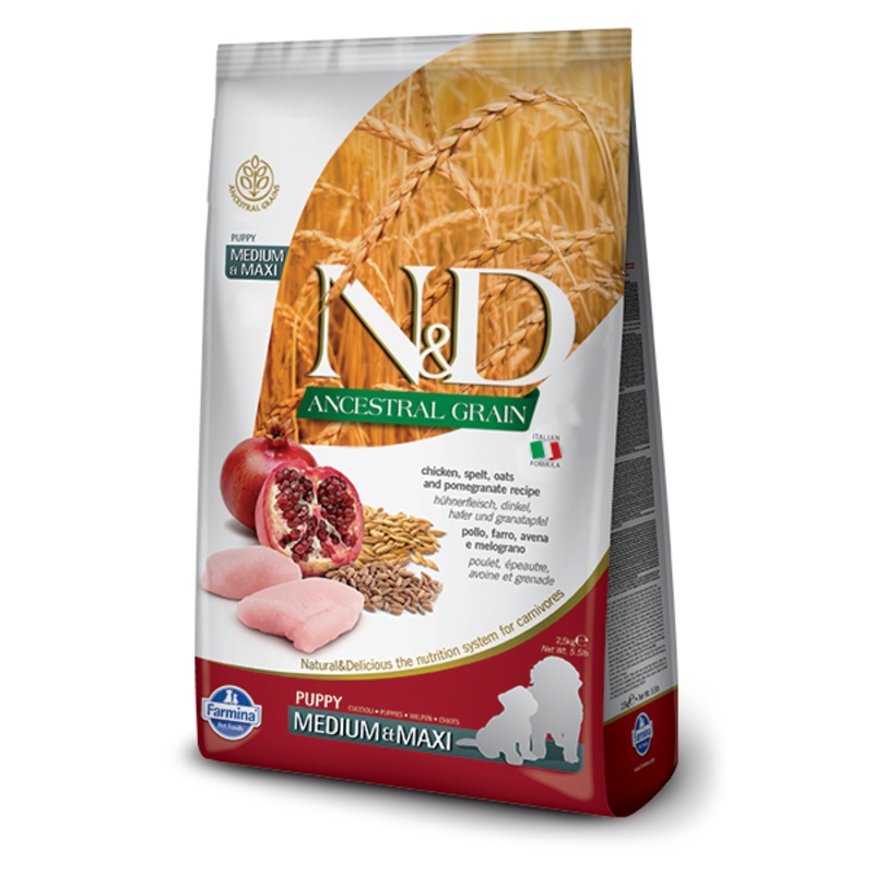 Farmina N&D Ancestral Grain Canine Chicken, Spelt, Oats & Pomegranate Puppy Medium/Maxi Dry Food