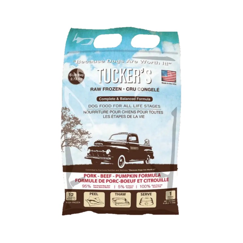 Tucker's Frozen Raw Dog Food, Pork, Beef with Pumpkin Formula 6lb