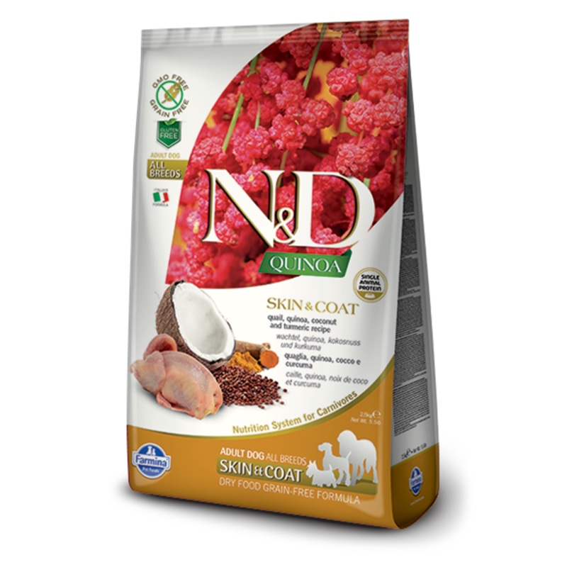 Farmina N&D Quinoa Canine Skin & Coat Quail, Quinoa, Coconut & Turmeric Adult Dry Food