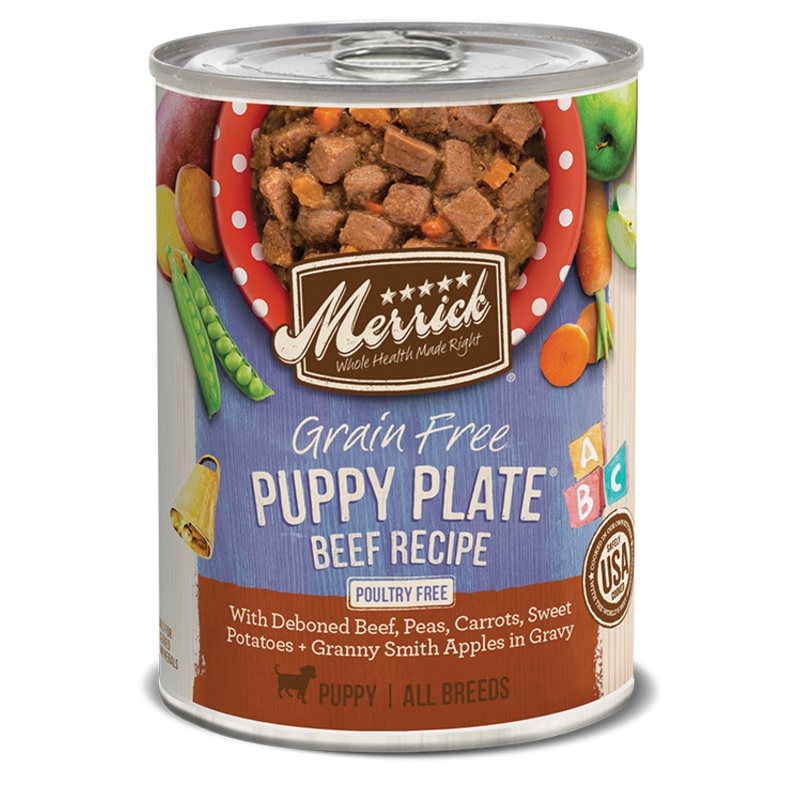 Merrick Grain Free Puppy Plate Beef Recipe Canned Dog Food 12.7 oz