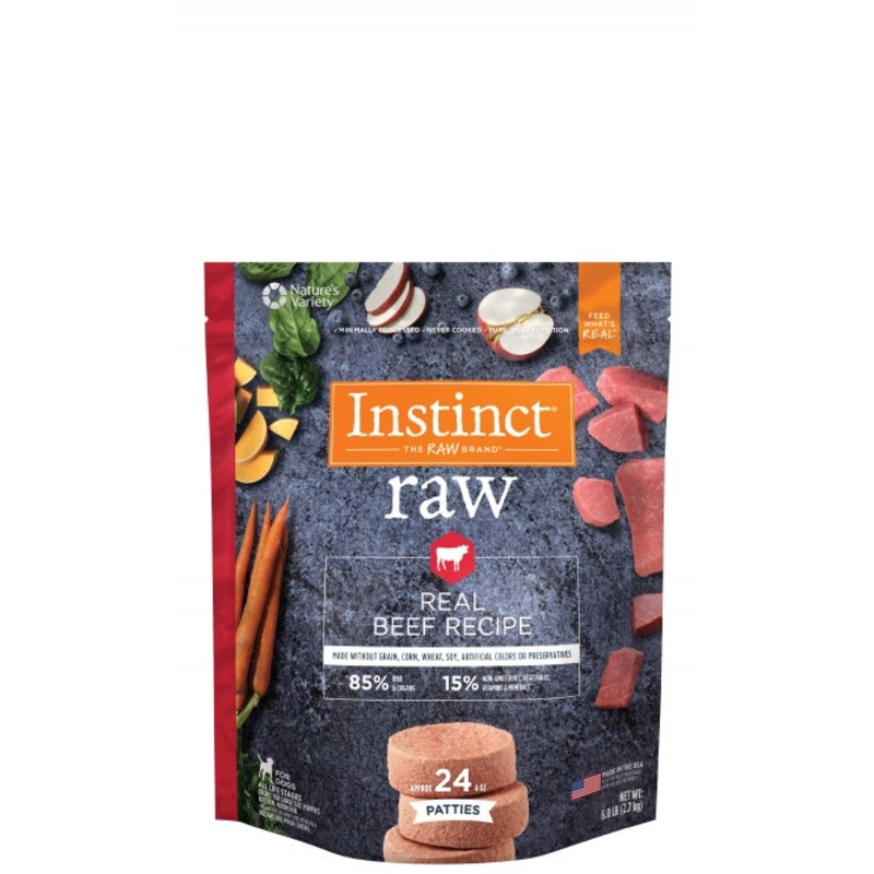 Nature's Variety Instinct Raw Frozen Patties 85/15, Beef 6lb