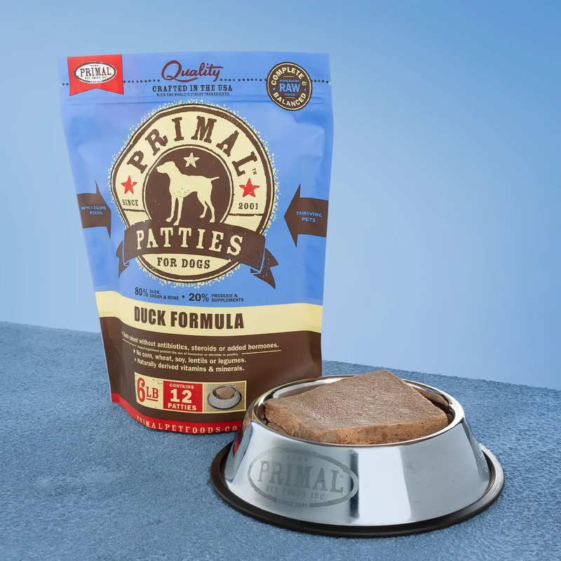 Primal Dog Frozen Patties, Duck 6 lbs