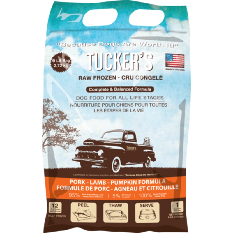 Tucker's Frozen Raw Dog Food, Pork & Lamb with Pumpkin Formula 6lb