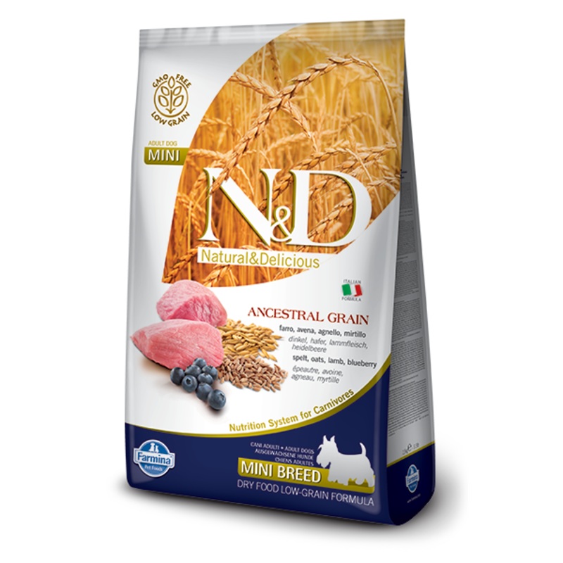 Farmina N&D Ancestral Grain Canine Lamb, Spelt, Oats & Blueberry Adult Mini Dry Food