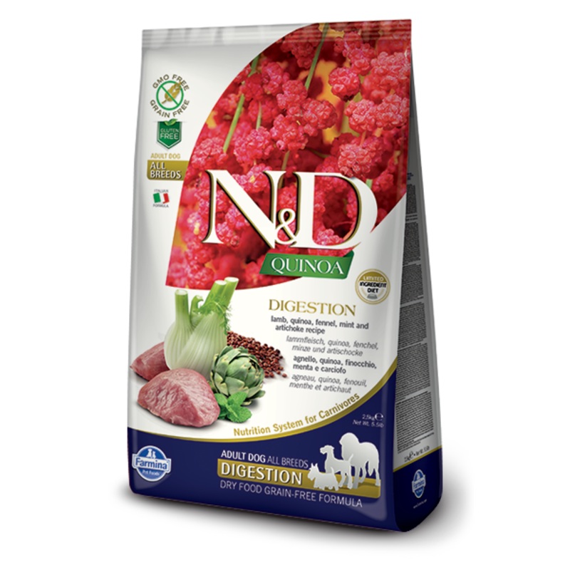 Farmina N&D Quinoa Canine Digestion Lamb, Quinoa, Fennel, Mint & Artichoke Adult Dry Food