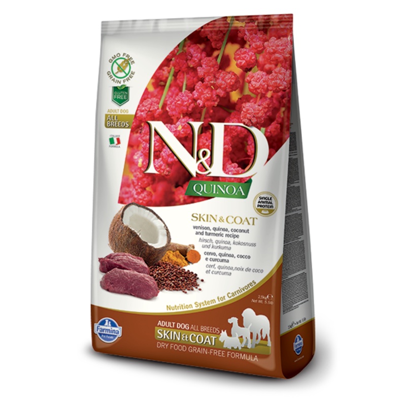 Farmina N&D Quinoa Canine Skin & Coat Venison, Quinoa, Coconut & Turmeric Adult Dry Food