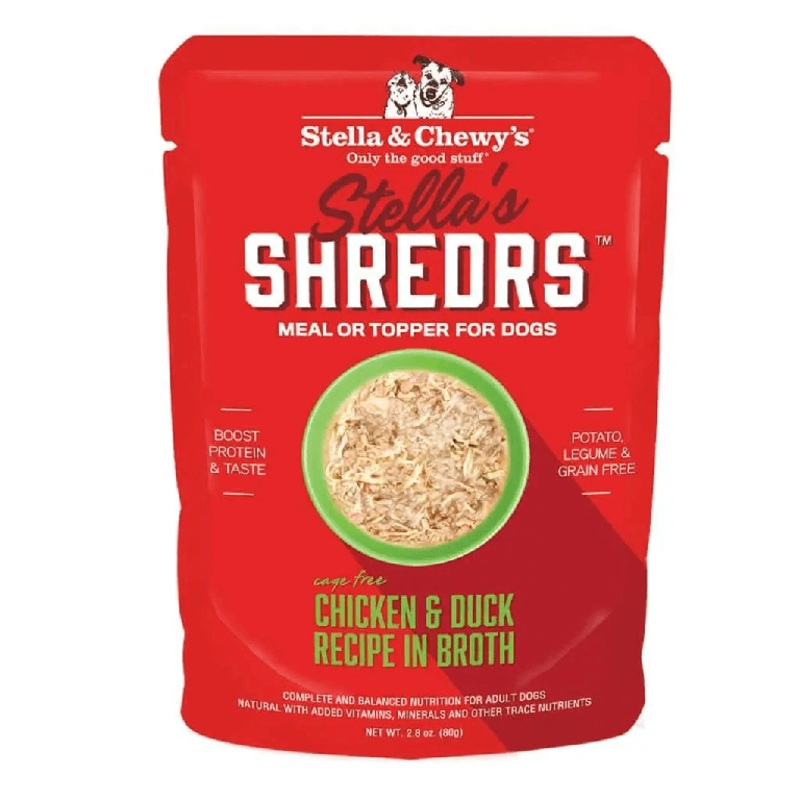Stella's Shredrs Chicken & Duck Recipe in Broth Dog Food 2.8 oz