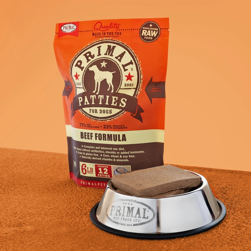 Primal Dog Frozen Patties, Beef 6 lbs