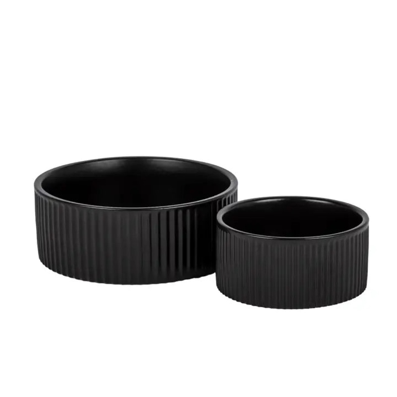 Jardin Ribbed Pet Bowl Collection  Modern Matte Exterior