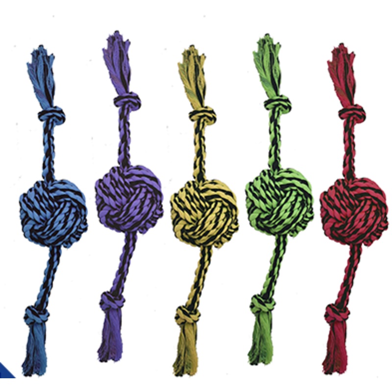 Multipet Nuts for Knots 2-Knot Rope With Ball (Assorted Colors) 13"