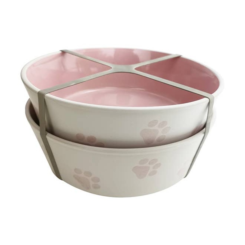 Set of Two, Bromley Dog Bowl Pink 6"