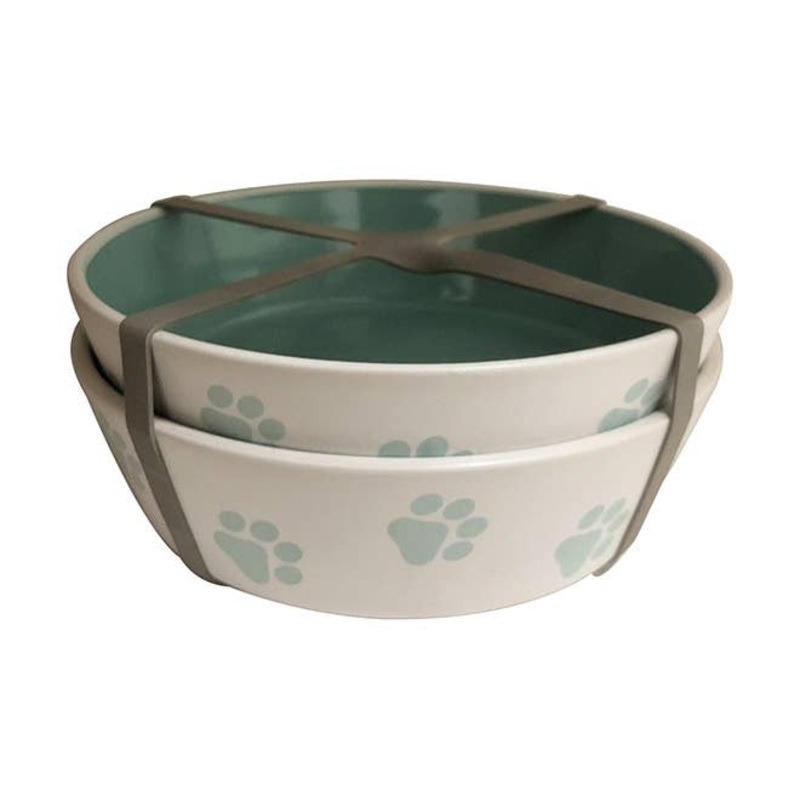 Set of Two, Bromley Dog Bowl Turqoise 6"