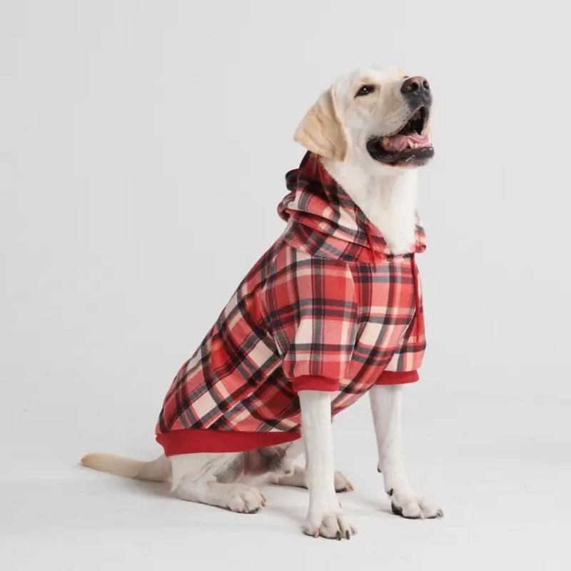 Spark Paws - Red Plaid Dog Hoodie/Sweat  capuche pour chien  carreaux rouges