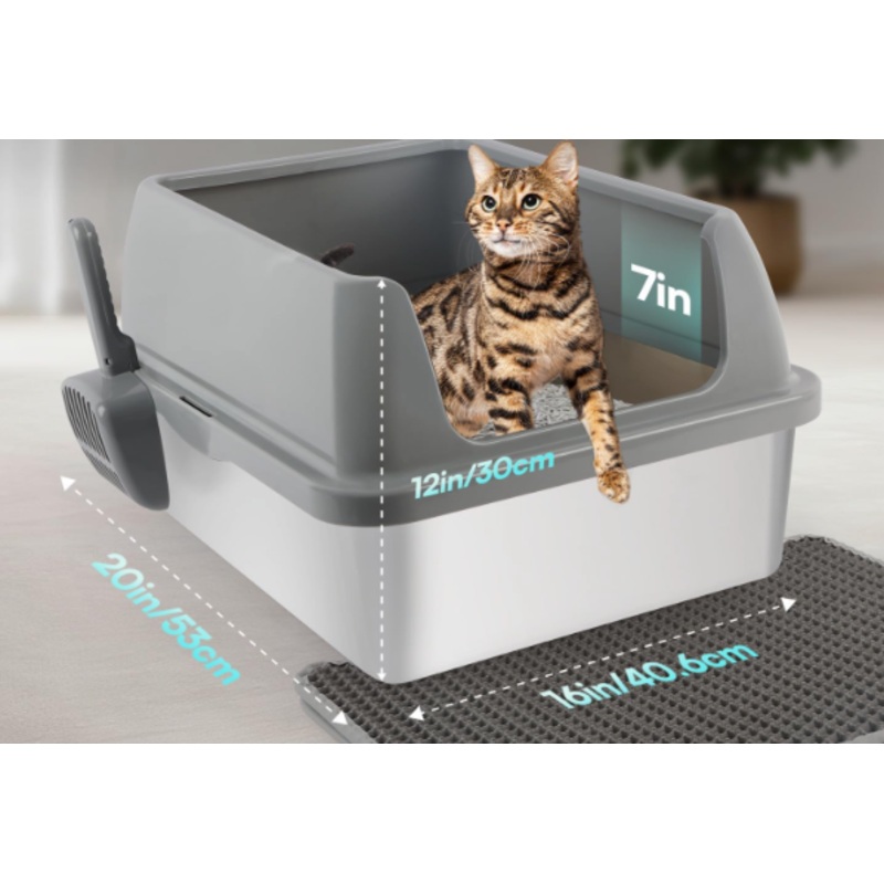 ALL FOR PAWS - Enclosed Stainless Steel Litter Box/Bac  litire ferm en acier inoxydable