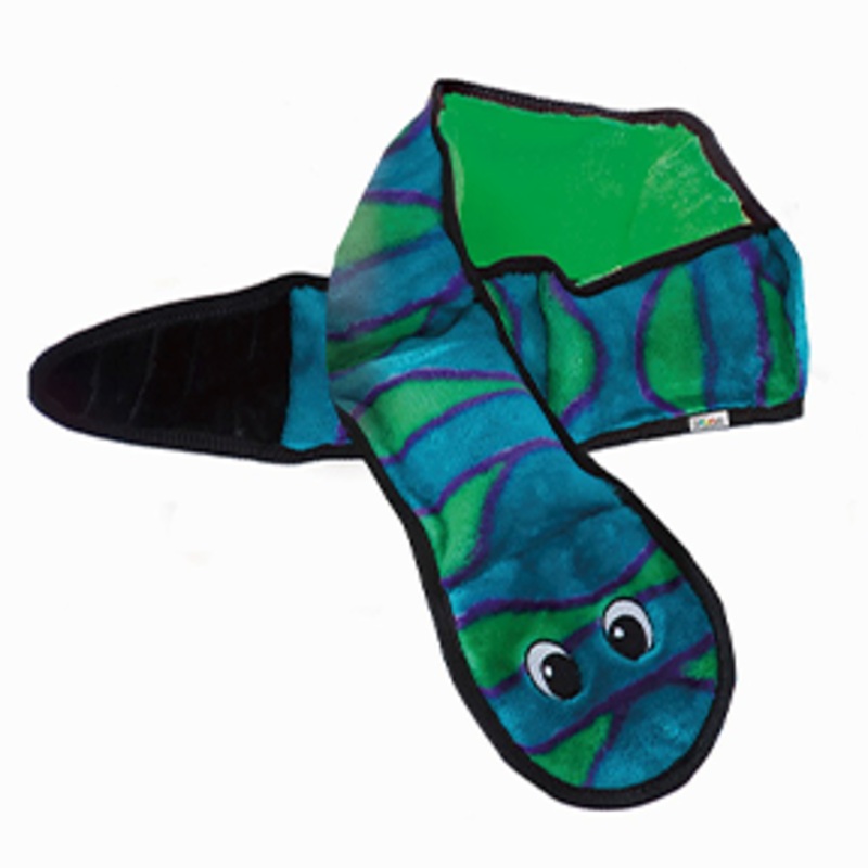 Outward Hound Invincibles Snake 6 Squeakers Green Dog Toy 38"