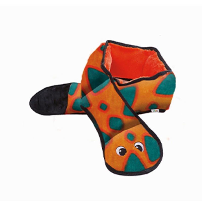 Outward Hound Invincibles Snake 6 Squeakers Red Dog Toy 38"