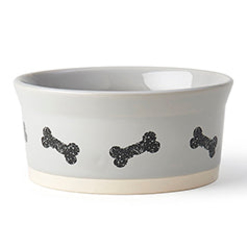 Petrageous Designs -Classy Bones 7" Light Grey Bowl (4.5 Cups)