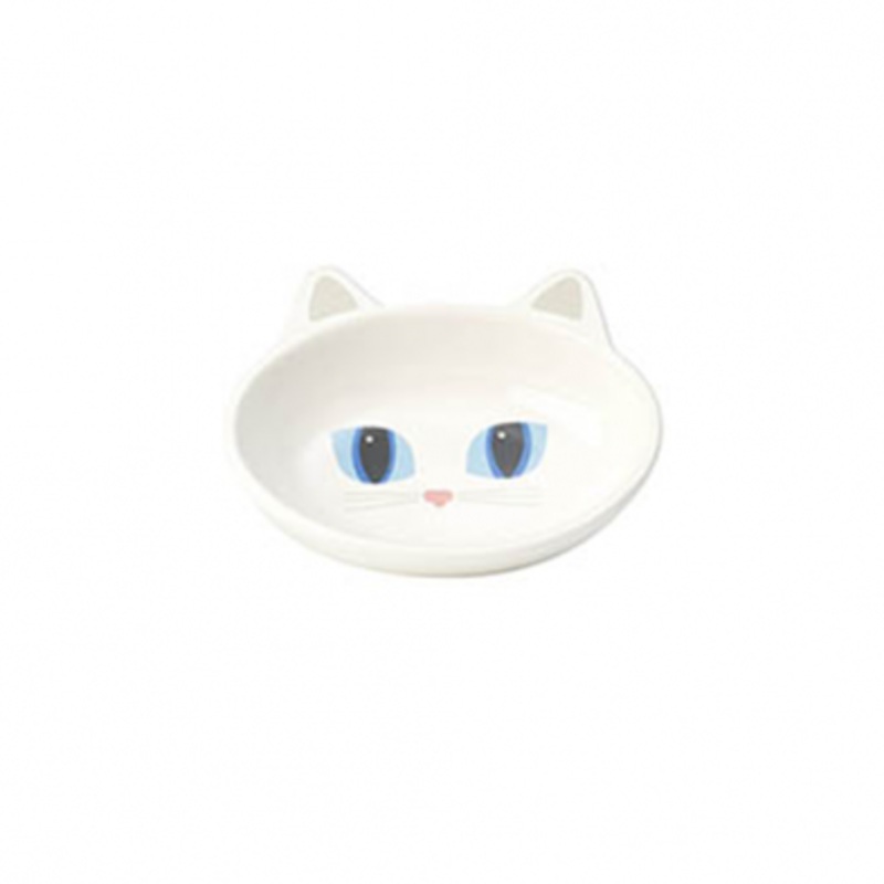 PetRageous Frisky Kitty 5.5" Oval White Bowl 5.3oz
