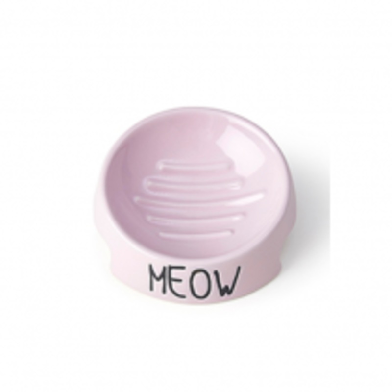 PetRageous Meow Inverted Bowl 5" Cat Bowl - Pink