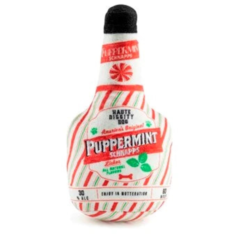 Haute Diggity Dog - Puppermint Schnapps Bottle Christmas Plush Dog Toy